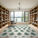 Emerald Green Pine Tree Pattern Area Rug