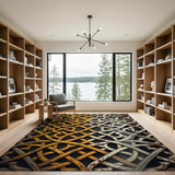 Distressed Gold Silver Celtic Knot Area Rug