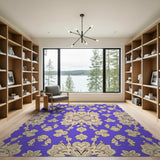 Purple Ornate Floral Damask Rug