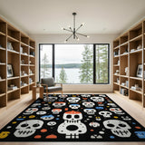Pixelated Skulls Multi-Color Area Rug