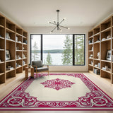 Ornate Red Floral Medallion Red Area Rug