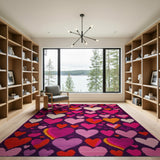 Vibrant Multi-Color Hearts Area Rug