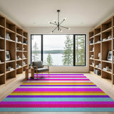 Geometric Modern Vibrant Multi-Color Stripe Area Rug
