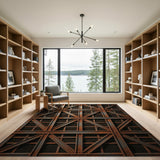 Brown and Tan Rusted Industrial Grid Area Rug