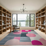 Pink Circles Geometric Modern Area Rug