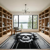 Grunge Skull Black White Area Rug