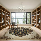 Vintage Ornate Peony Medallion Rug