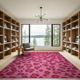 Hot Pink Hot Pink Leopard Print Area Rug