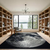 Moon Crater Black White Area Rug