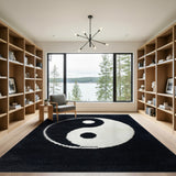 Yin Yang Black White Shag Area Rug