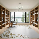 Elegant Gold Swirl Border Area Rug