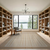 Beige Neutral Grid Checkered Area Rug