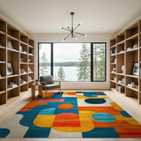 Multi-color and Patterns Vibrant Geometric Shapes Area Rug