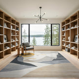 Geometric Grey Mountains Sunrise Rug