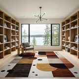 Geometric Brown Tan Abstract Circle Area Rug