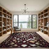 Distressed Red Lattice Geometric Rug