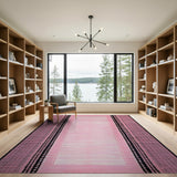 Pink Black Geometric Tribal Area Rug