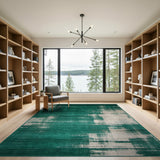 Emerald Green Abstract Brushstroke Area Rug