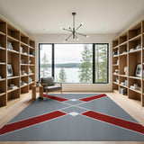 Modern Grey Red Cross Geometric Area Rug