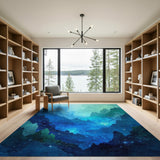 Ethereal Blue Teal Mountain Peaks Area Rug