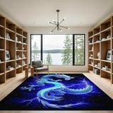 Electric Blue Dragon Lightning Area Rug