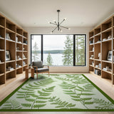 Floral Vintage Green Lush Fern Green Area Rug