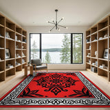 Vibrant Red Persian Medallion Red Area Rug