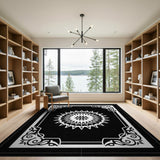 Intricate Traditional Persian Intricate Black White Mandala Area Rug