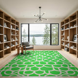 Vibrant Green Geometric Bubble Area Rug