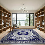 Black White Heritage Tribal Mandala Area Rug