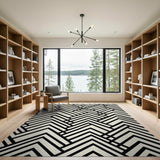Geometric Modern Bold Black White Geometric Line Area Rug
