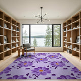 Purple Watercolor Floral Area Rug