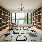 Kids Cartoon Playful Cartoon Cats Area Rug