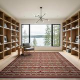Rust Red Geometric Woven Area Rug