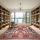 Bold Red Heritage Tribal Area Rug