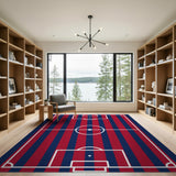Navy Red Soccer Field Striped Area Rug