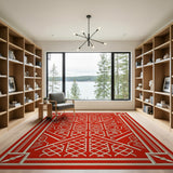 Red Bold Red Geometric Heritage Tribal Rug