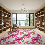 Vibrant Pink Lily Floral Area Rug