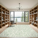 Floral Vintage Green Leaf Vine Area Rug