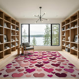 Layered Pink Hearts Area Rug