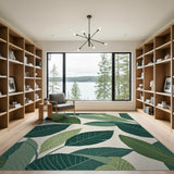 Lush Green Leaves Coastal Area Rug