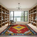 Bold Red Southwestern Diamond Motif Rug