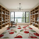 Red Fruit Pattern Cherry Fruit Pattern Area Rug