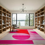 Bold Red Overlapping Circles Geometric Area Rug