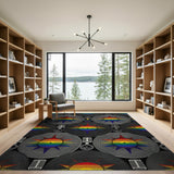 Rainbow Vinyl Record Geometric Area Rug