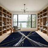 Multi-color and Patterns Navy Starburst Geometric Area Rug