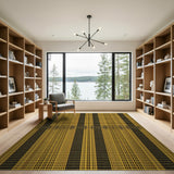 Bold Yellow Black Geometric Stripe Rug