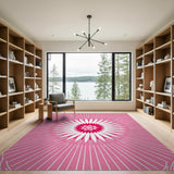 Pink Radiant Pink Sunburst Geometric Area Rug