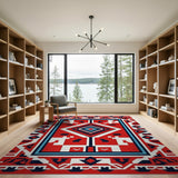 Southwestern Red Bold Red Southwestern Geometric Area Rug