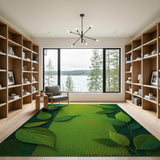 Green Lush Green Leaves Textured Area Rug